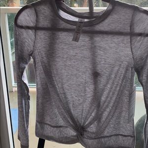 gray long sleeve with a knot